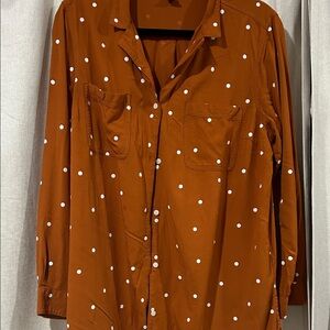 Old Navy Brown Polka Dot Button Down Shirt